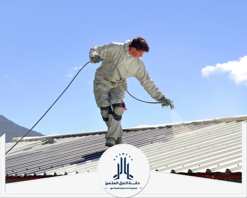 في دقة العزل المتميز يقوم باستخدام جهاز رش لعزل الاسطح