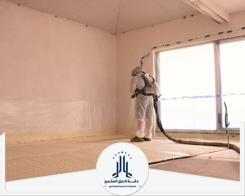 عزل أرضية داخلية واسعة بالفوم يساعد على تقليل تأثير الرطوبة وتحسين ثبات الأرضية مع الاستخدام. 